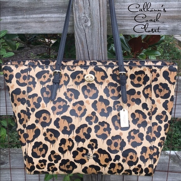 Coach Wild Beast Cheetah Animal Print Turnlock Tote - Picture 1 of 3